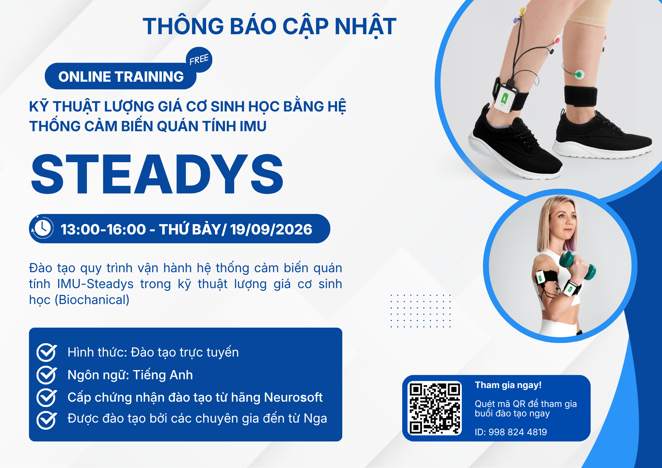 WORKSHOP ONLINE VỀ KỸ THUẬT LƯỢNG GIÁ CƠ SINH HỌC BẰNG HỆ THỐNG CẢM BIẾN QUÁN TÍNH IMU – STEADY